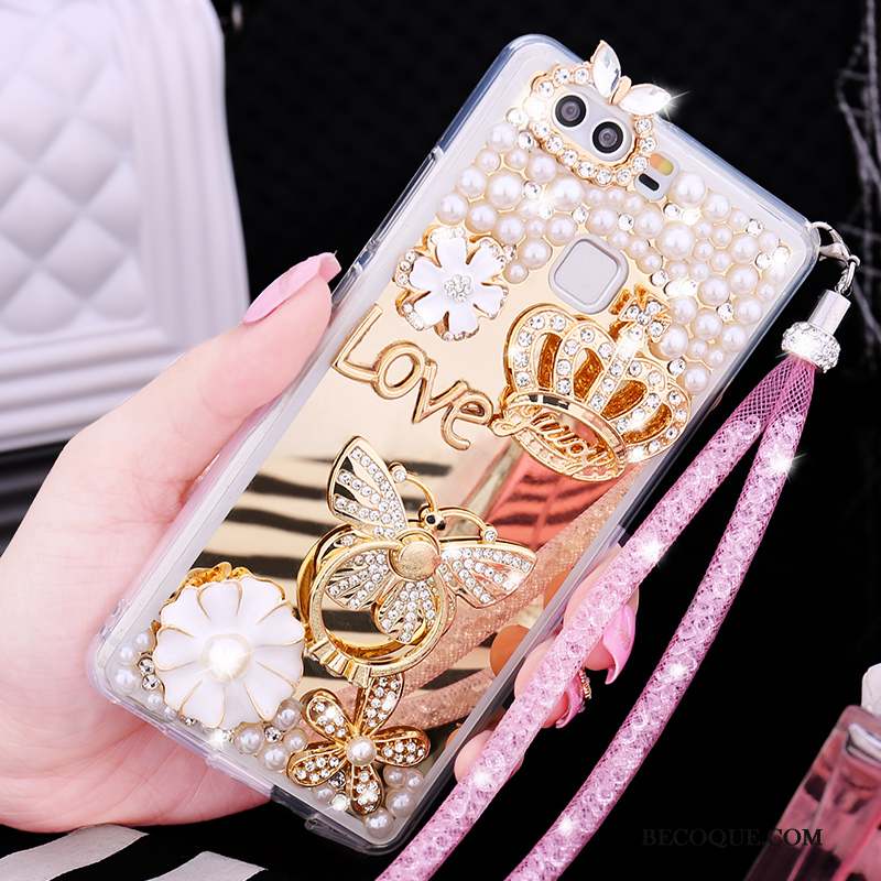 Huawei P9 Strass Étui Or Coque De Téléphone Protection Fluide Doux