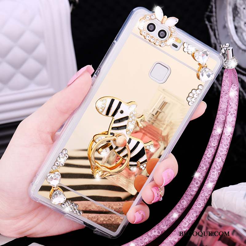 Huawei P9 Strass Étui Or Coque De Téléphone Protection Fluide Doux