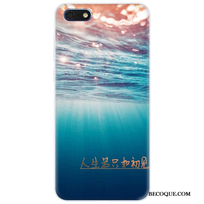 Huawei Y5 2018 Coque De Téléphone Étui Protection Bleu Transparent Incassable