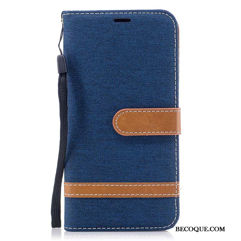 Huawei Y5 2018 Coque En Denim Protection Étui Portefeuille Housse Ornements Suspendus