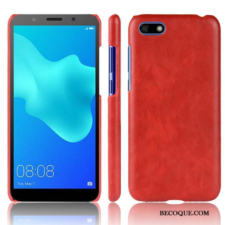 Huawei Y5 2018 Protection Litchi Qualité Modèle Fleurie Coque De Téléphone Difficile