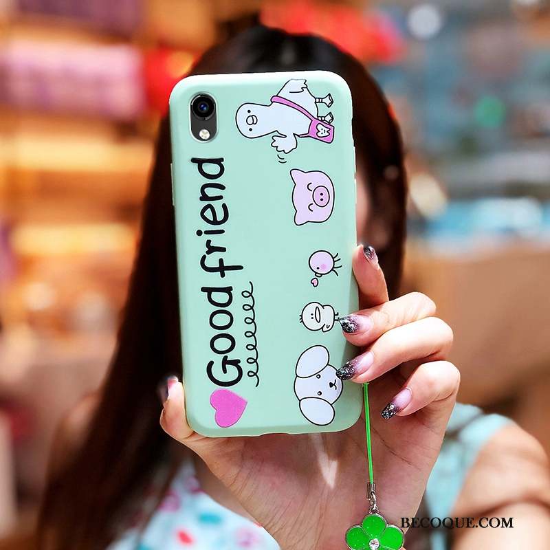 Huawei Y5 2019 Coque De Téléphone Étui Fluide Doux Peinture Vert Incassable