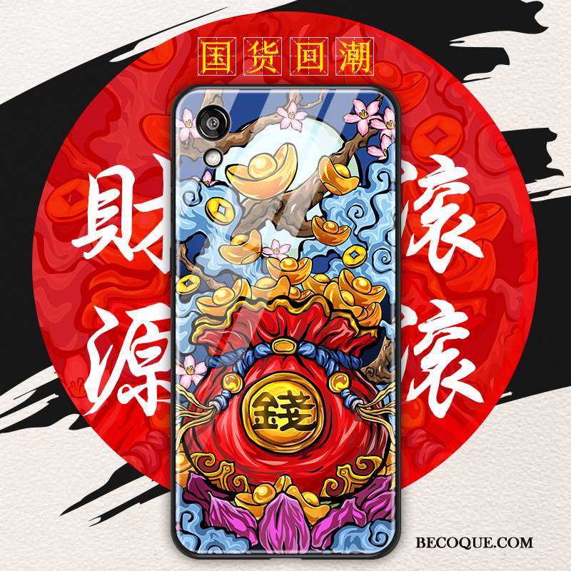 Huawei Y5 2019 Étui Rouge Coque De Téléphone Style Chinois Richesse Verre