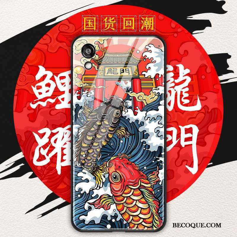 Huawei Y5 2019 Étui Rouge Coque De Téléphone Style Chinois Richesse Verre