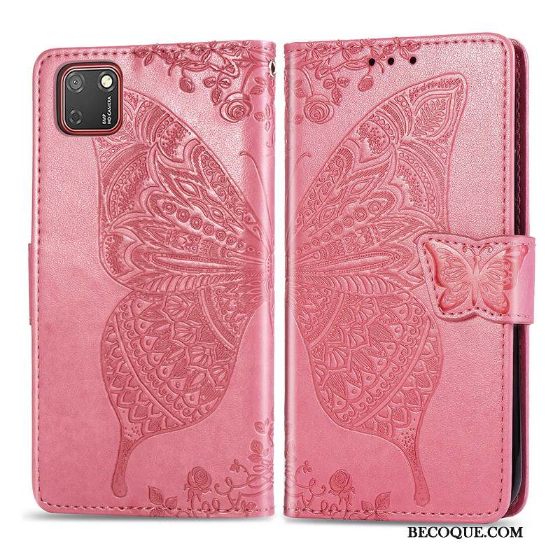 Huawei Y5p Coque Housse Similicuir Fleur Gaufrage Charmant Ornements Suspendus