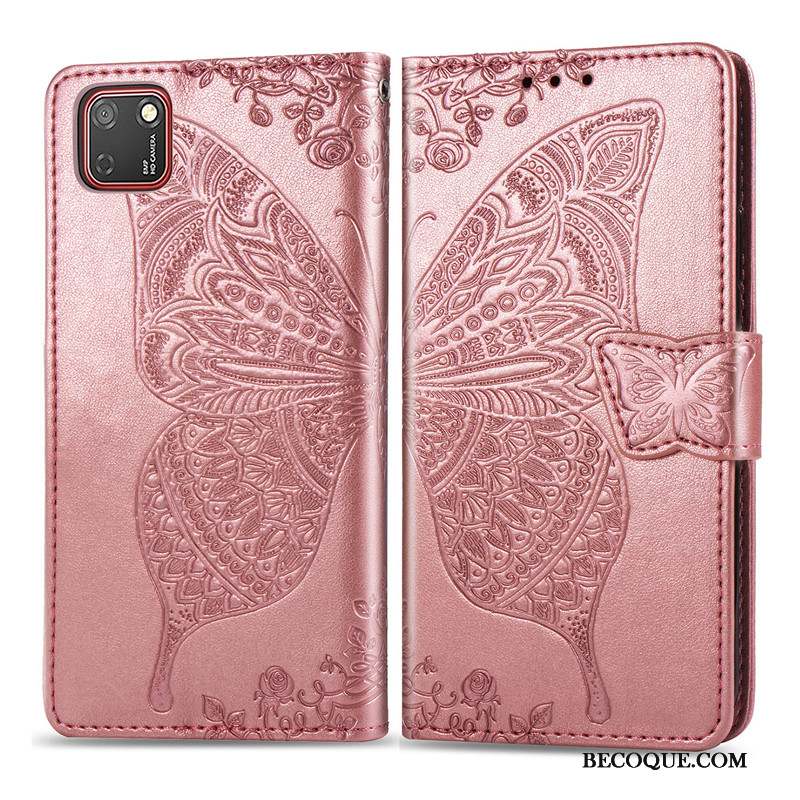 Huawei Y5p Coque Housse Similicuir Fleur Gaufrage Charmant Ornements Suspendus