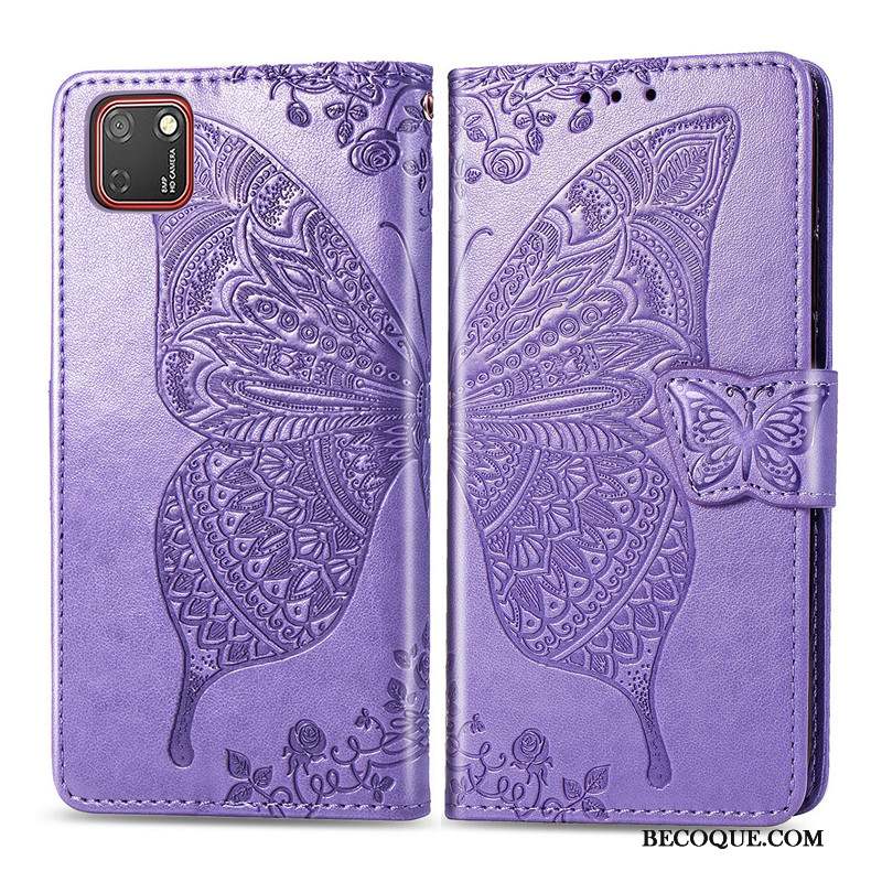 Huawei Y5p Coque Housse Similicuir Fleur Gaufrage Charmant Ornements Suspendus