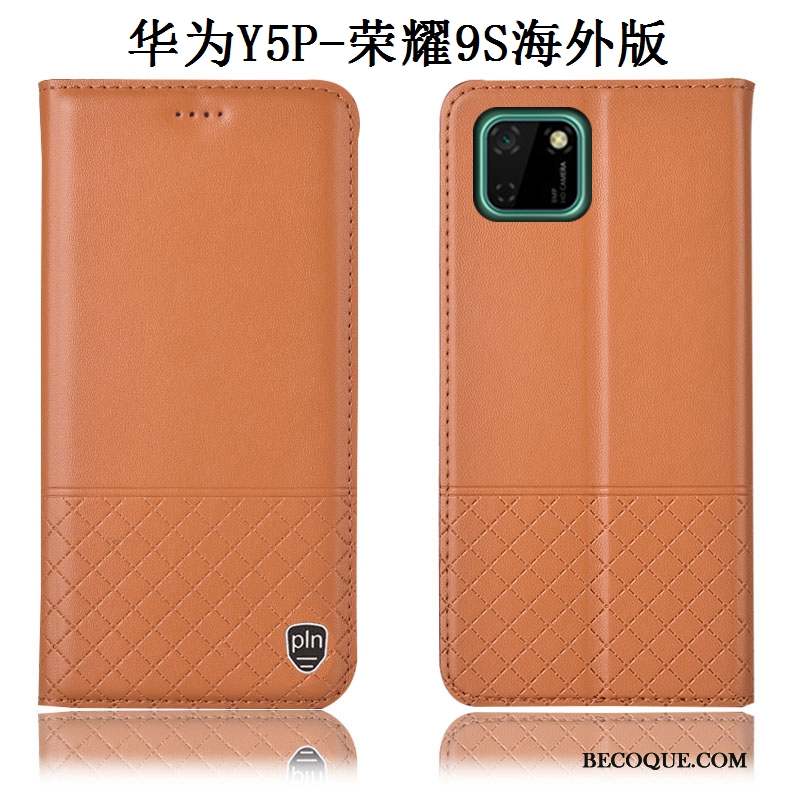 Huawei Y5p Cuir Véritable Noir Étui Protection Incassable Coque De Téléphone