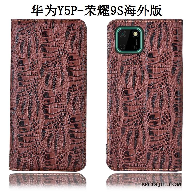 Huawei Y5p Protection Modèle Fleurie Incassable Housse Coque De Téléphone Cuir Véritable