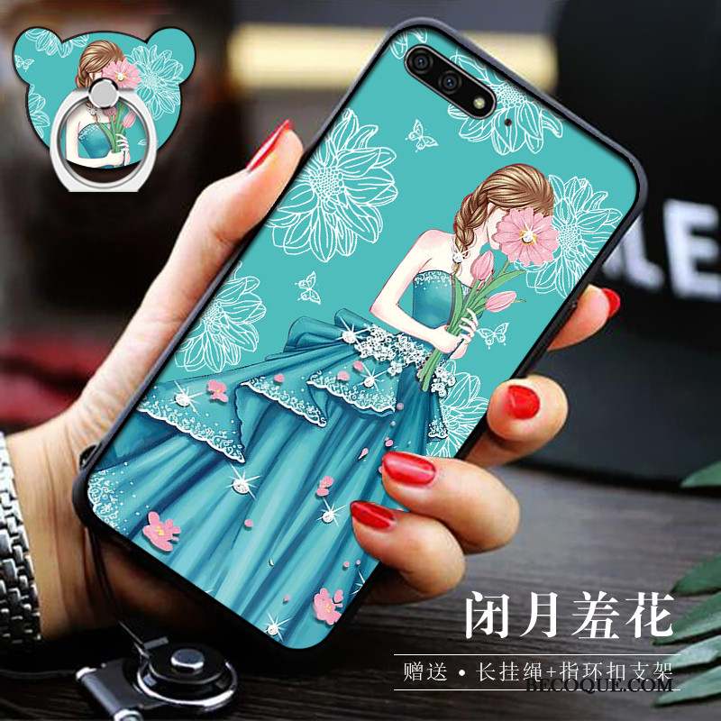 Huawei Y6 2018 Coque Protection Tout Compris Étui Dessin Animé Bleu Téléphone Portable