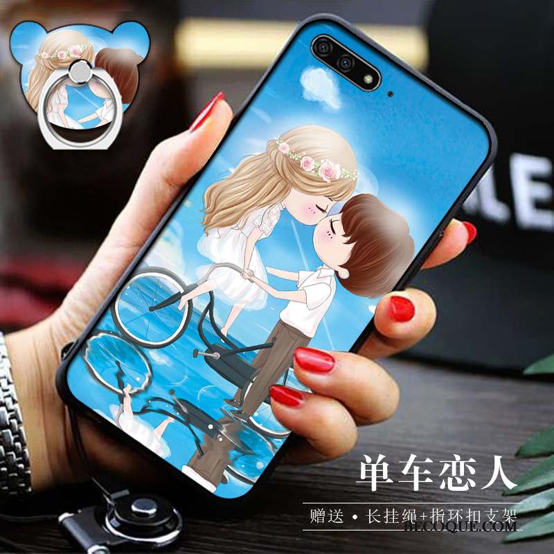 Huawei Y6 2018 Coque Protection Tout Compris Étui Dessin Animé Bleu Téléphone Portable