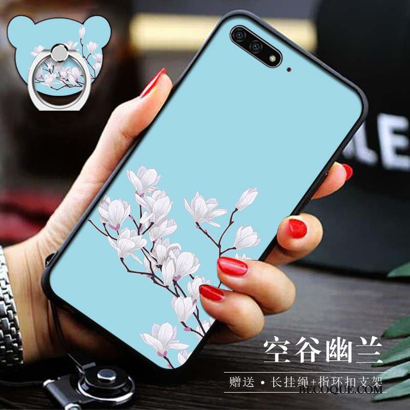 Huawei Y6 2018 Coque Protection Tout Compris Étui Dessin Animé Bleu Téléphone Portable