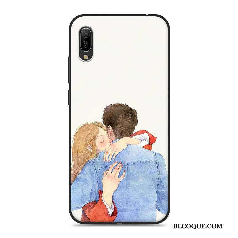 Huawei Y6 2019 Blanc Fluide Doux Coque De Téléphone Protection Étui