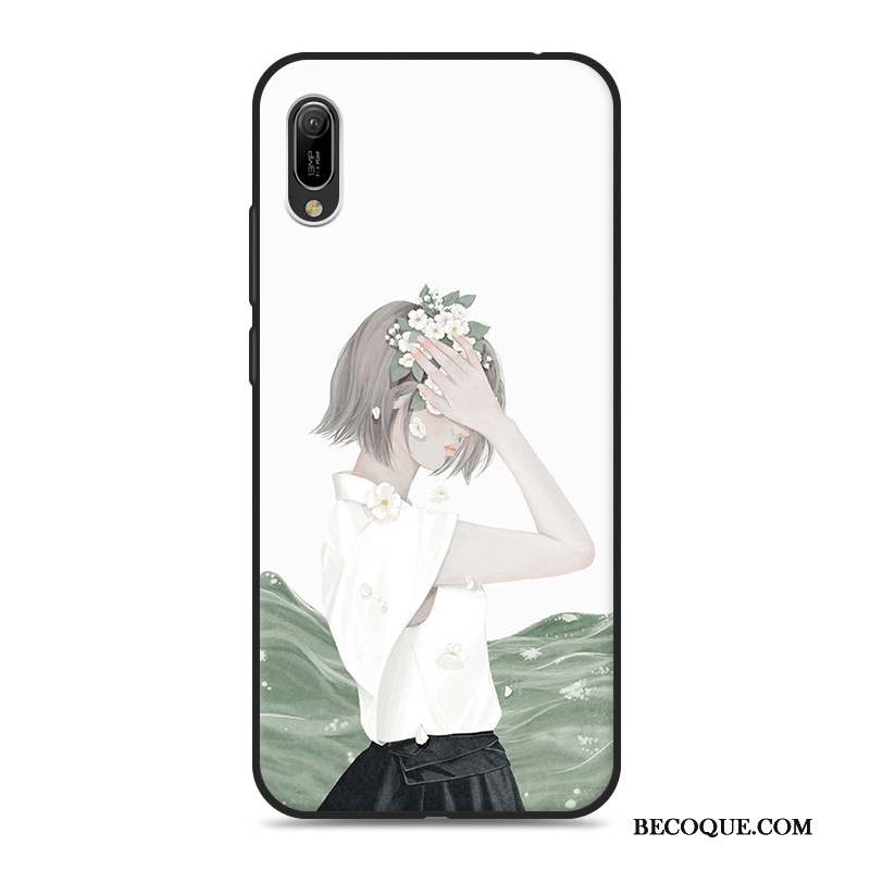 Huawei Y6 2019 Blanc Fluide Doux Coque De Téléphone Protection Étui