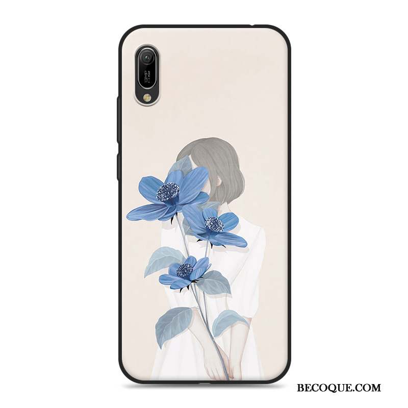 Huawei Y6 2019 Blanc Fluide Doux Coque De Téléphone Protection Étui