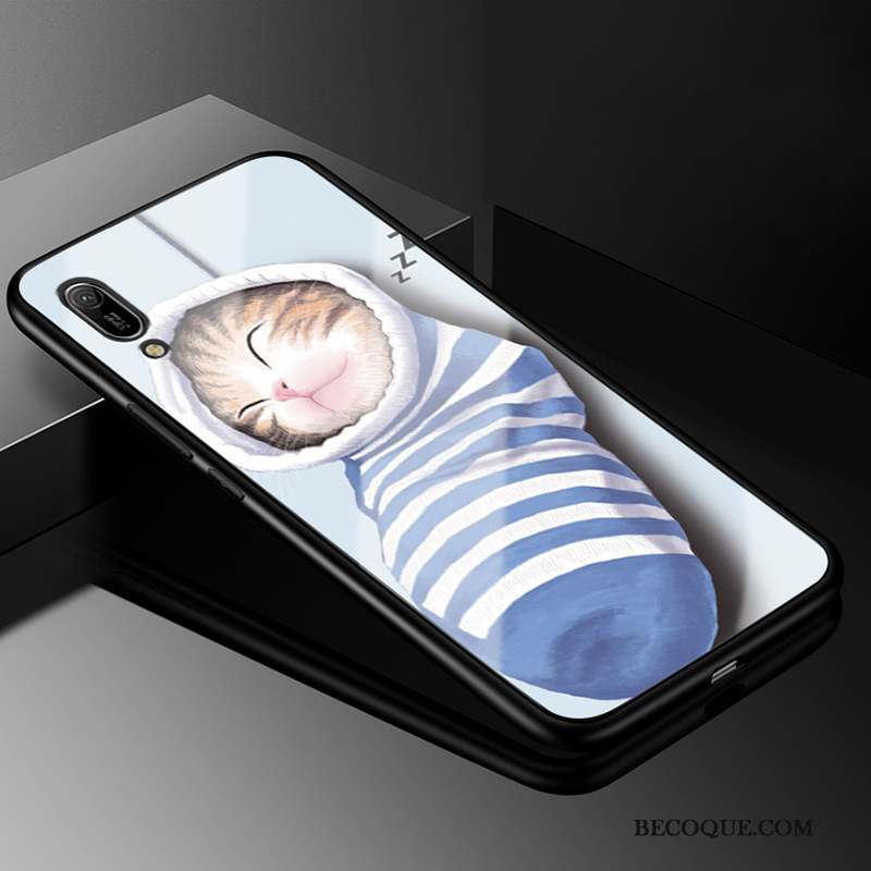 Huawei Y6 2019 Coque Bleu Tout Compris Dessin Animé Protection Charmant Étui