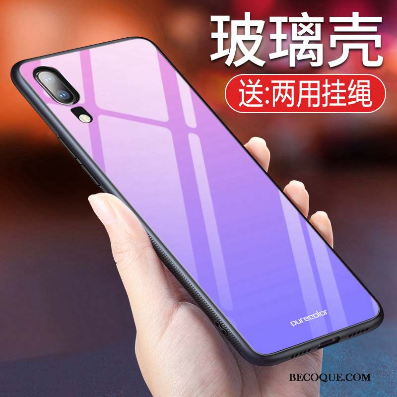 Huawei Y6 2019 Coque Couvercle Arrière Silicone Tout Compris Miroir Violet Incassable