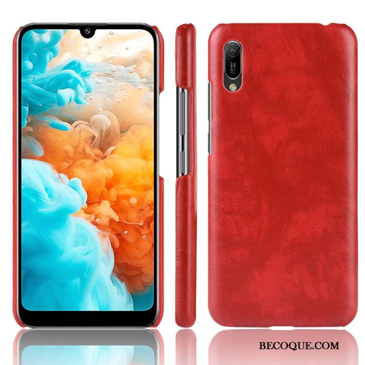 Huawei Y6 2019 Coque De Téléphone Modèle Fleurie Difficile Cuir Litchi Étui