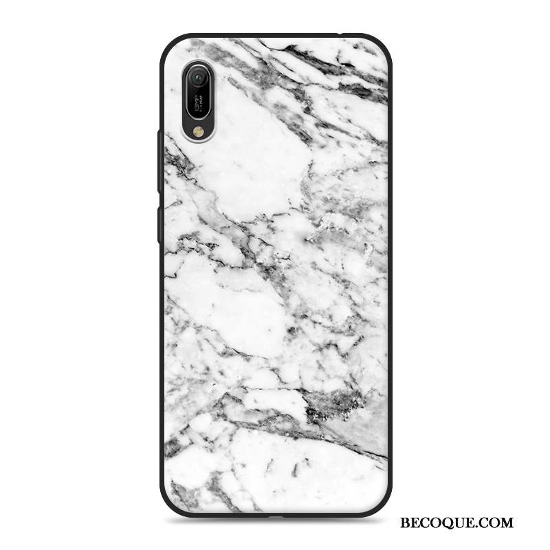 Huawei Y6 2019 Coque Grain De Bois Gris Fluide Doux Personnalité Tout Compris Silicone