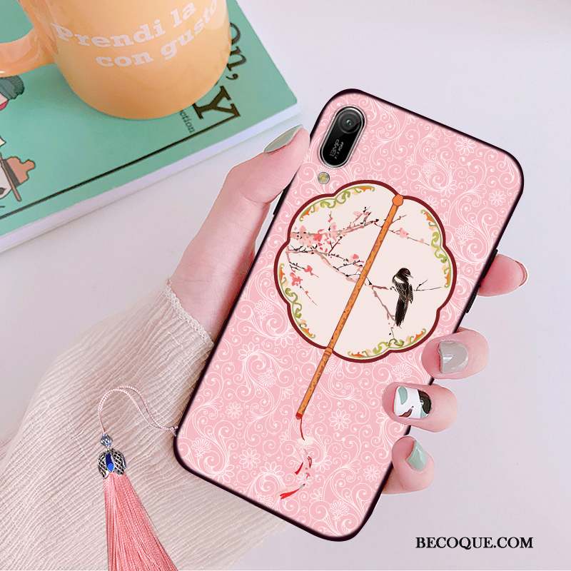 Huawei Y6 2019 Coque Tendance Personnalité Délavé En Daim Incassable Étui Style Chinois