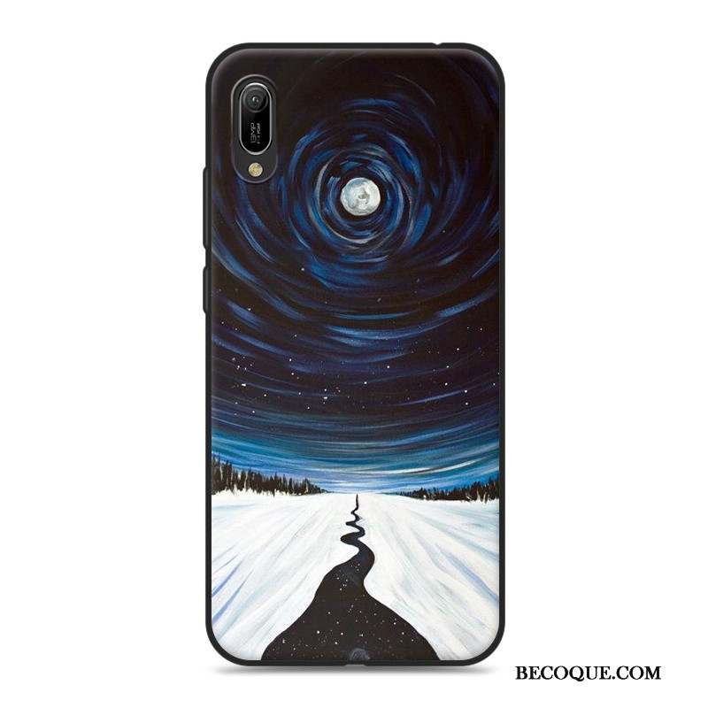 Huawei Y6 2019 Coque Téléphone Portable Dessin Animé Gris Étui Fluide Doux Ornements Suspendus