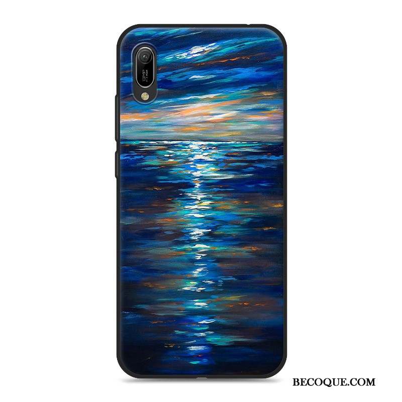 Huawei Y6 2019 Coque Téléphone Portable Dessin Animé Gris Étui Fluide Doux Ornements Suspendus