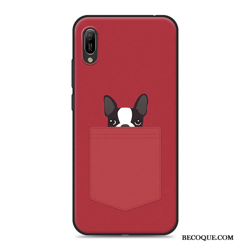 Huawei Y6 2019 Coque Téléphone Portable Dessin Animé Gris Étui Fluide Doux Ornements Suspendus