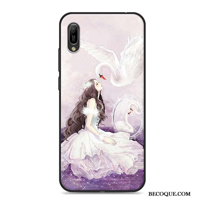 Huawei Y6 2019 Coque Téléphone Portable Dessin Animé Gris Étui Fluide Doux Ornements Suspendus