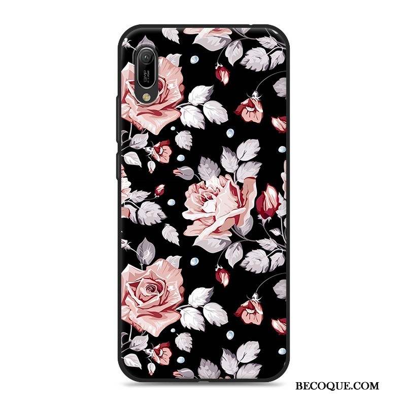 Huawei Y6 2019 Coque Téléphone Portable Dessin Animé Gris Étui Fluide Doux Ornements Suspendus