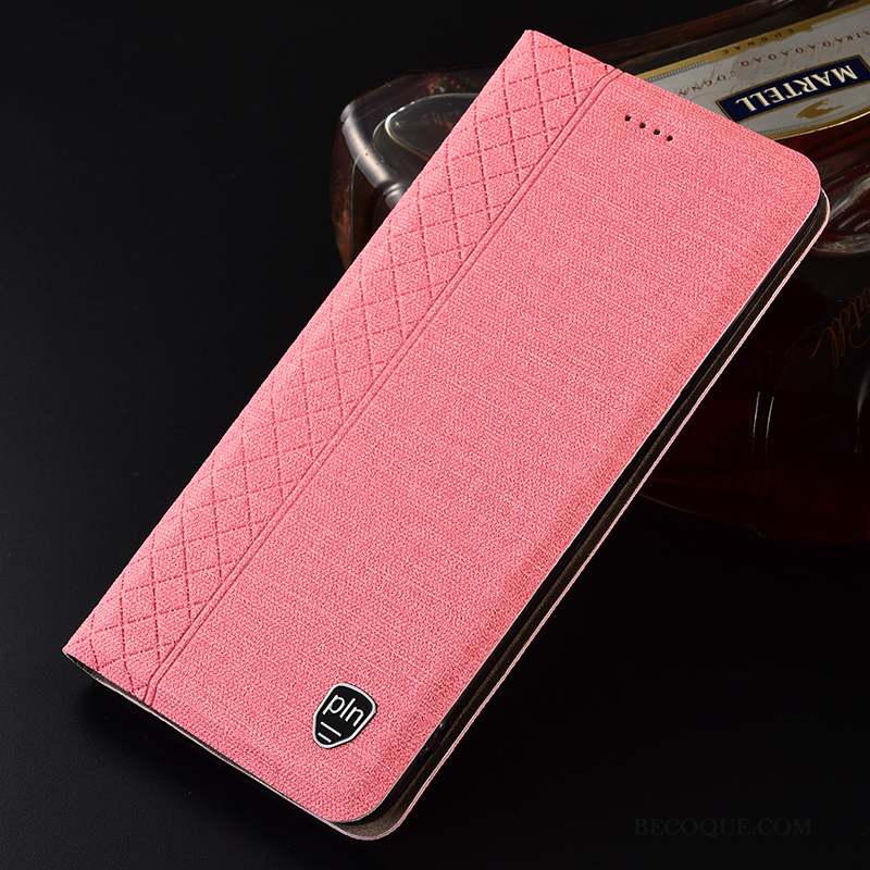 Huawei Y6 2019 Coque Étui Cuir Véritable Protection Rose Lin Étui En Cuir