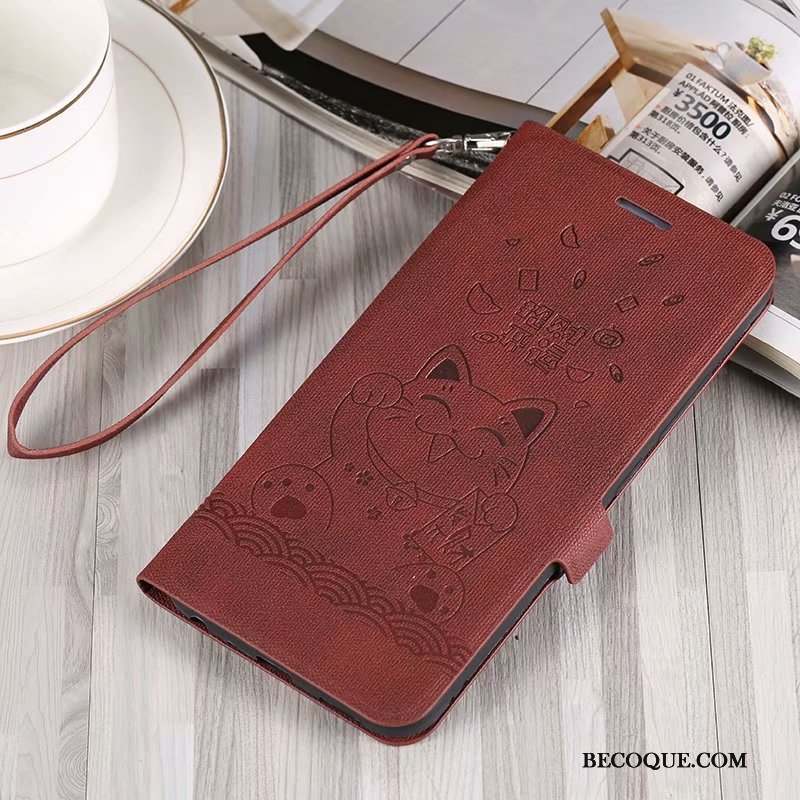 Huawei Y6 2019 Coque Étui Silicone Fluide Doux Étui En Cuir Ornements Suspendus Clamshell