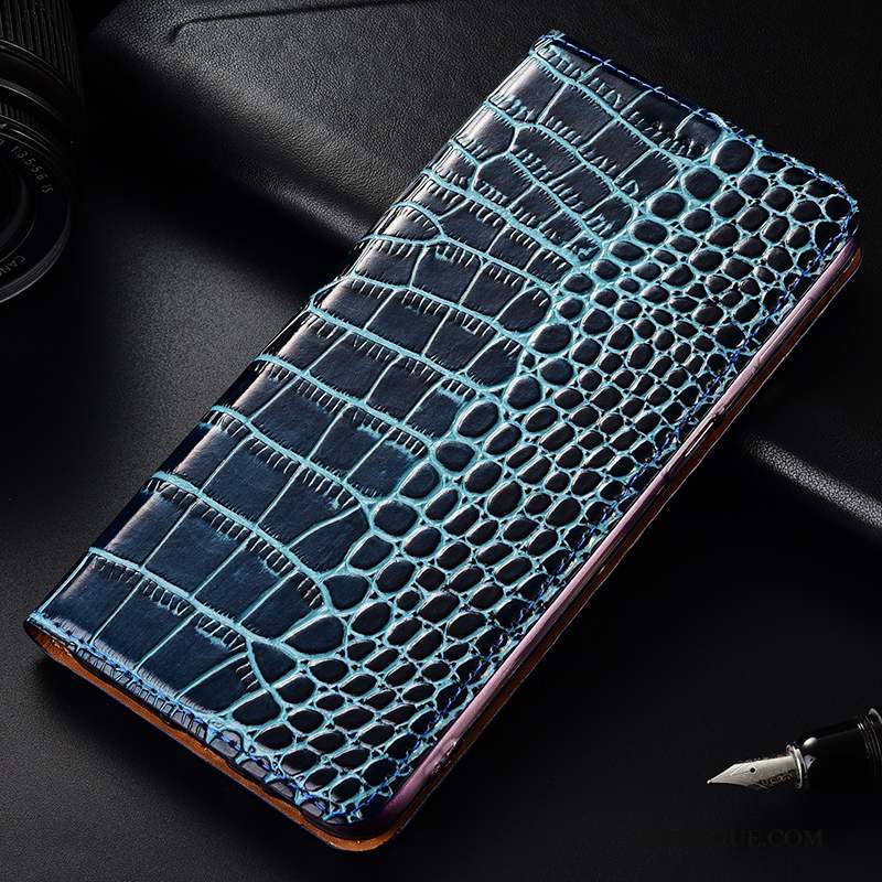 Huawei Y6 2019 Cuir Véritable Modèle Fleurie Coque De Téléphone Étui Crocodile Étui En Cuir