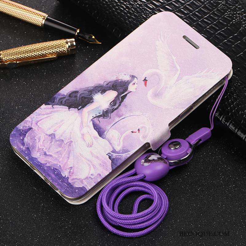 Huawei Y6 2019 Ornements Suspendus Clamshell Coque De Téléphone Étui En Cuir Violet Charmant