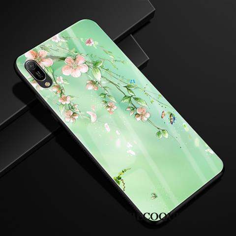 Huawei Y6 2019 Vert Coque De Téléphone Créatif Étui Verre Protection