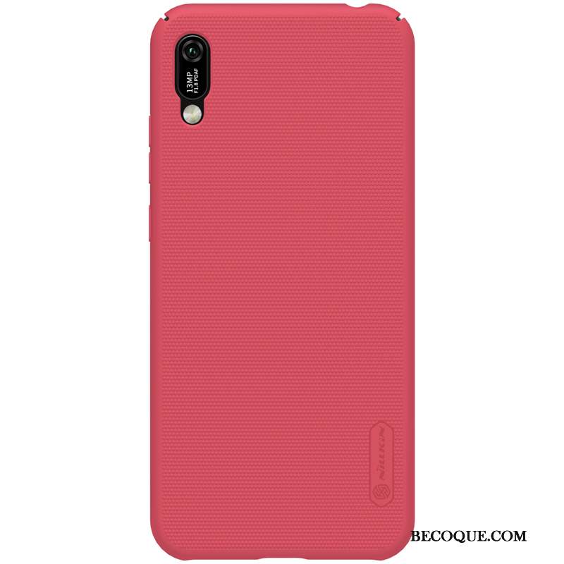 Huawei Y6 2019 Étui Coque Délavé En Daim Or De Téléphone Rouge