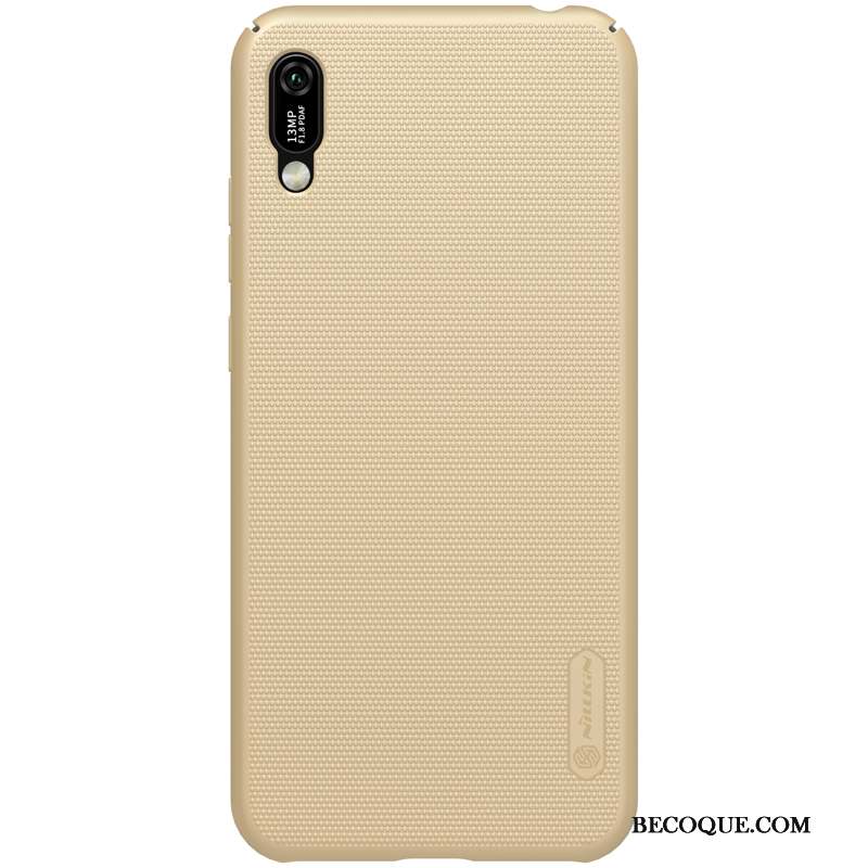 Huawei Y6 2019 Étui Coque Délavé En Daim Or De Téléphone Rouge