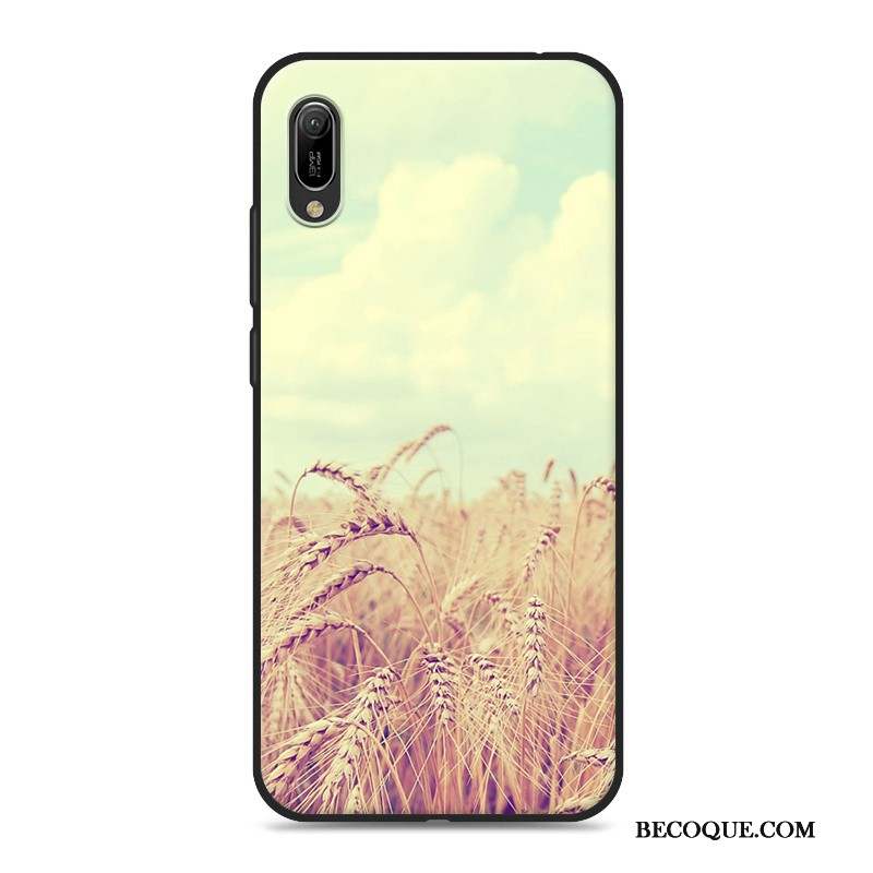 Huawei Y6 2019 Étui Coque Silicone Rose Fluide Doux Dessin Animé