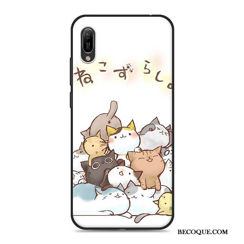 Huawei Y6 2019 Étui Coque Silicone Rose Fluide Doux Dessin Animé