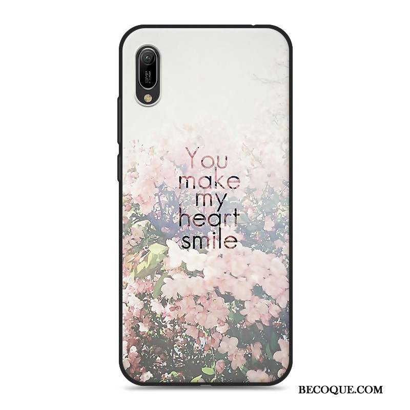 Huawei Y6 2019 Étui Coque Silicone Rose Fluide Doux Dessin Animé