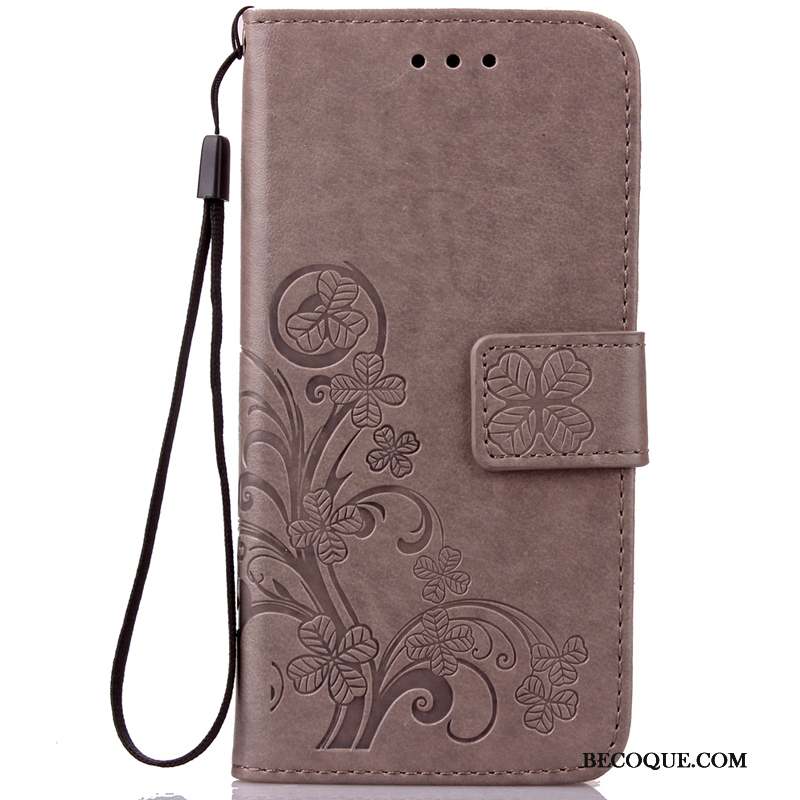 Huawei Y6 2019 Étui En Cuir Téléphone Portable Coque De Téléphone Gris Créatif Modèle Fleurie