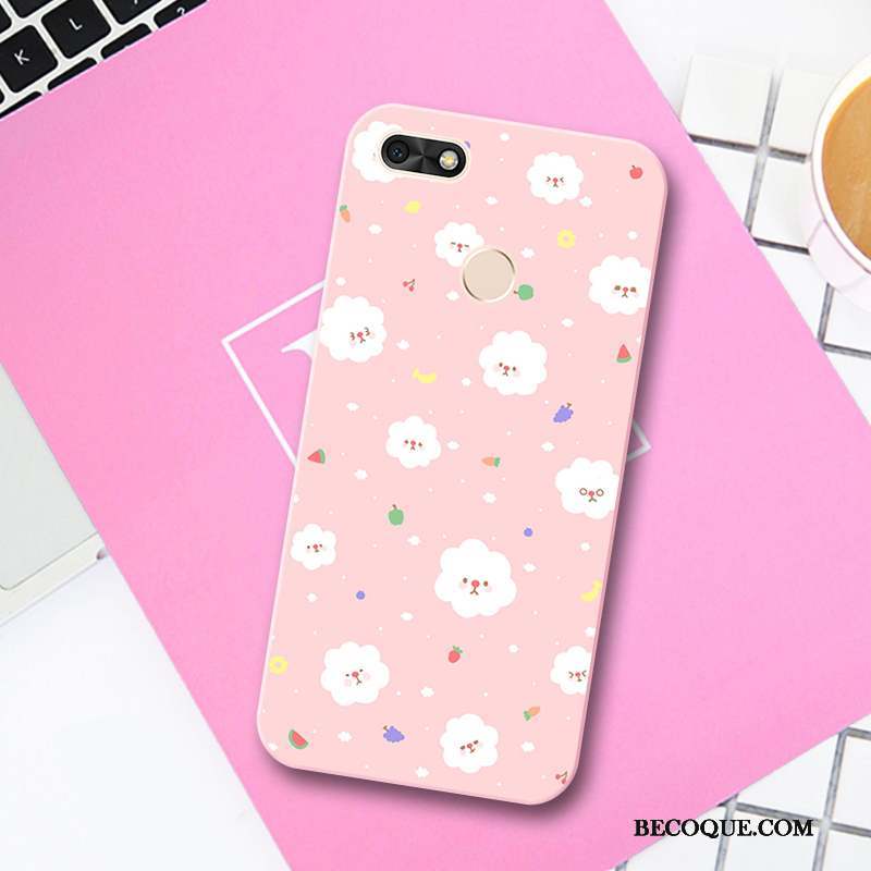 Huawei Y6 Pro 2017 Coque Petit Frais Charmant Gaufrage Rose Fruit