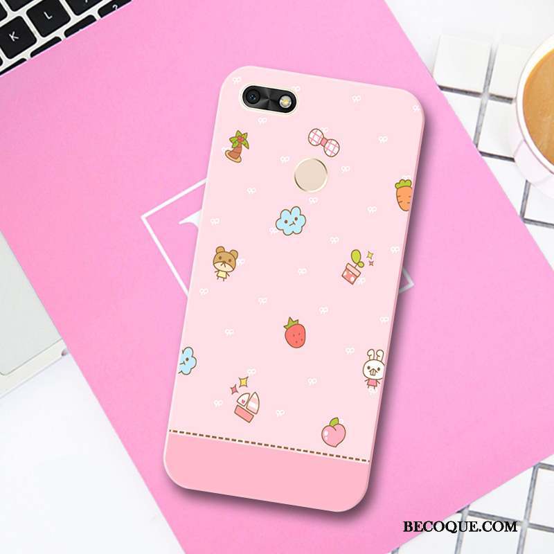 Huawei Y6 Pro 2017 Coque Petit Frais Charmant Gaufrage Rose Fruit