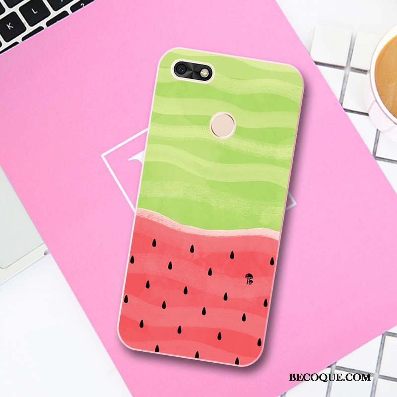 Huawei Y6 Pro 2017 Coque Petit Frais Charmant Gaufrage Rose Fruit