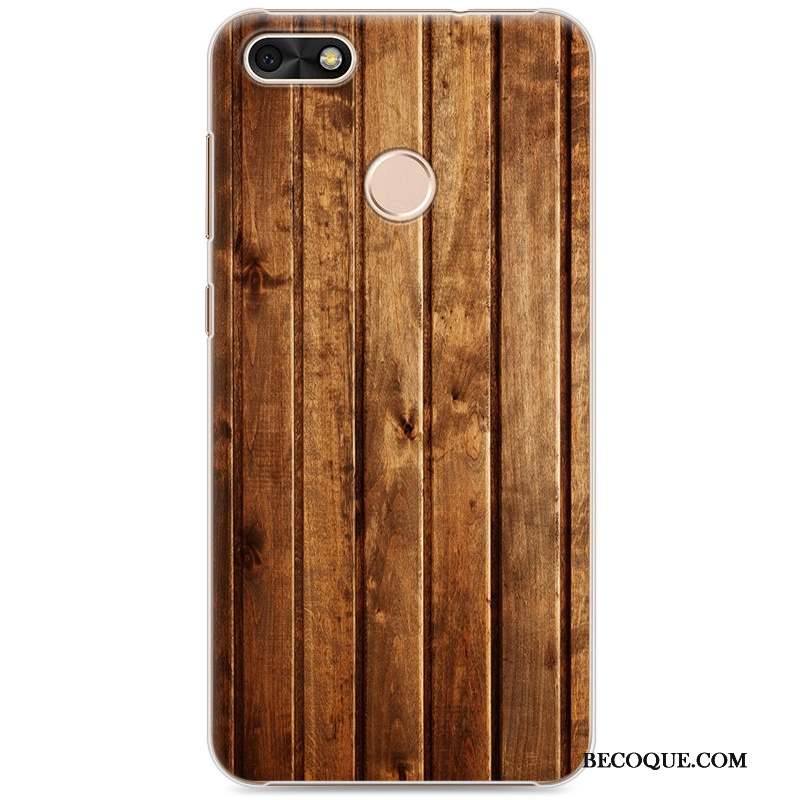 Huawei Y6 Pro 2017 Coque Protection Étui Bleu Difficile Grain De Bois Peinture