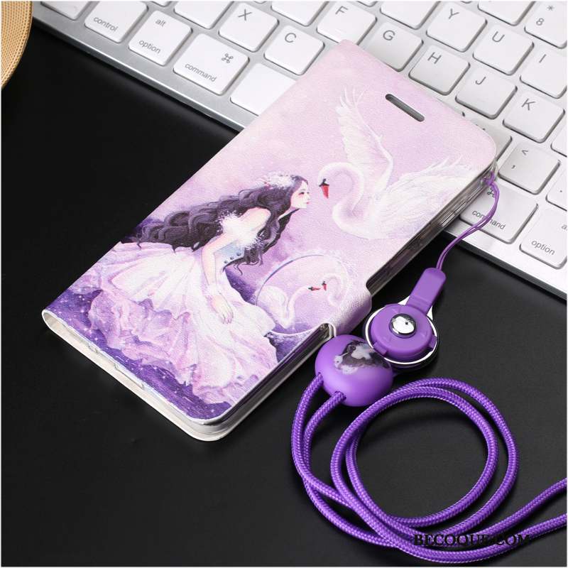 Huawei Y6 Pro 2017 Coque Violet Étui En Cuir Fluide Doux Personnalité Incassable Ornements Suspendus