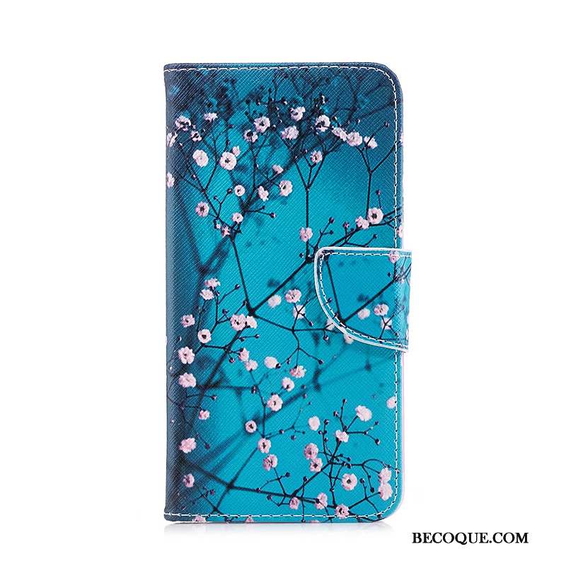 Huawei Y6 Pro 2017 Coque Étui En Cuir Housse Bleu Mini Peinture Protection