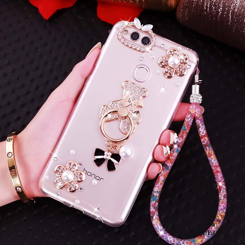 Huawei Y6 Pro 2017 Strass Rose Coque De Téléphone Protection Silicone Étui