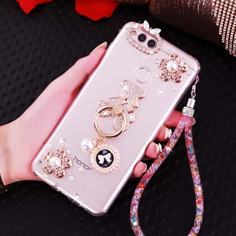 Huawei Y6 Pro 2017 Strass Rose Coque De Téléphone Protection Silicone Étui