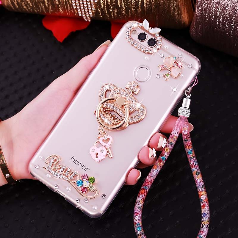 Huawei Y6 Pro 2017 Strass Rose Coque De Téléphone Protection Silicone Étui