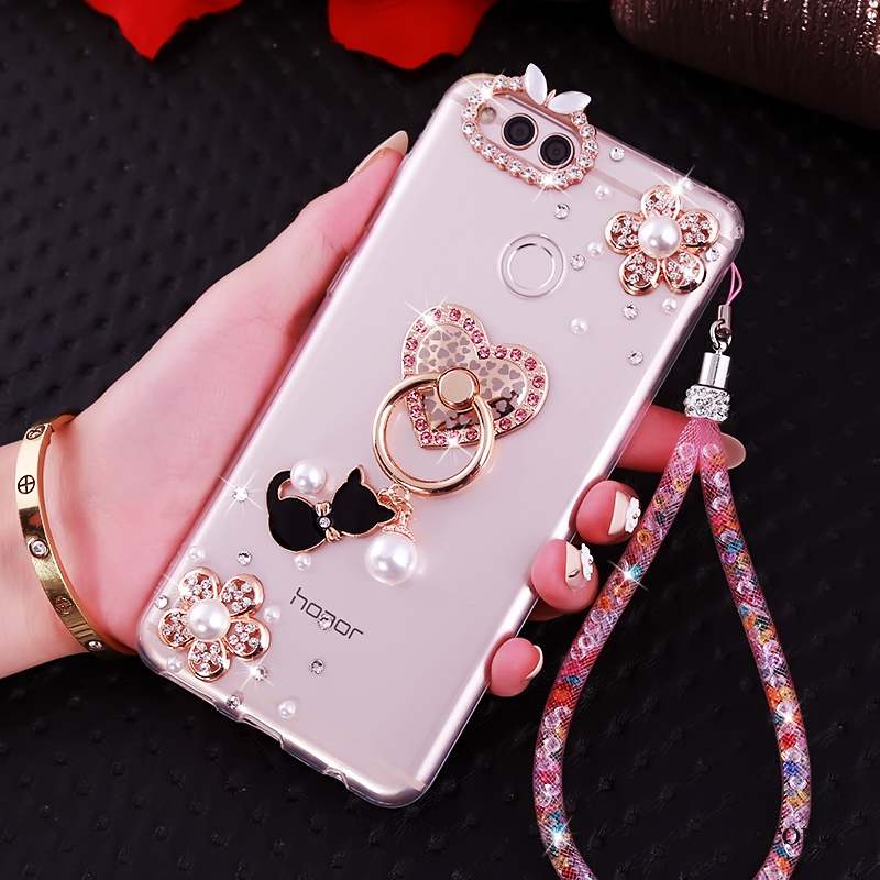 Huawei Y6 Pro 2017 Strass Rose Coque De Téléphone Protection Silicone Étui